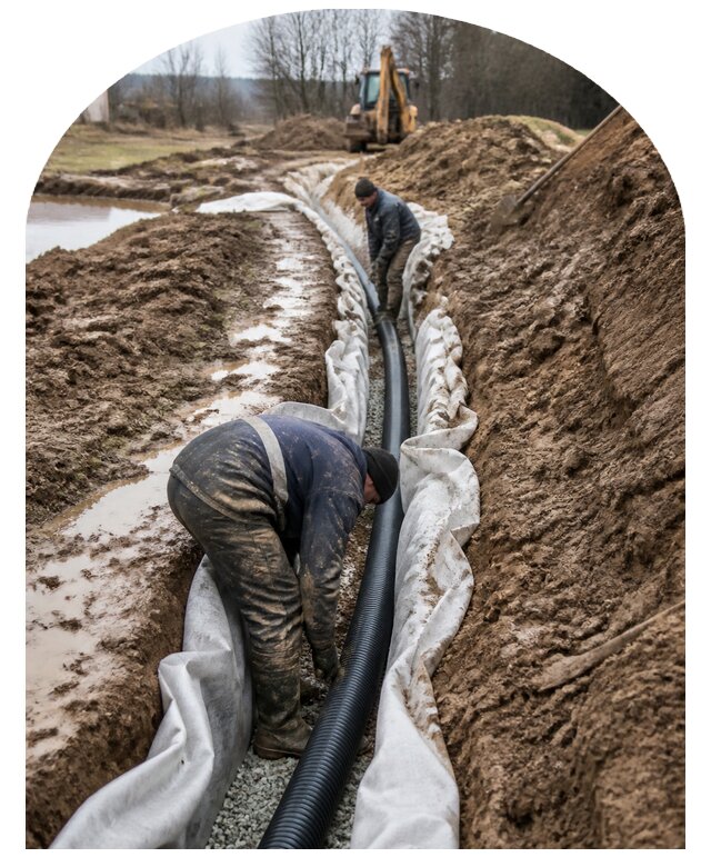 Осушение участка и отвод грунтовых вод под ключ в Анапе